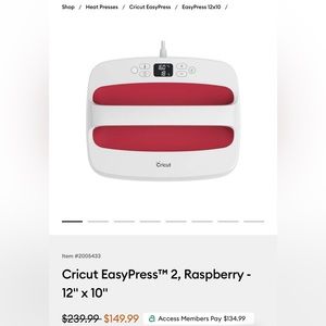 Cricut easy press 2 raspberry with mat